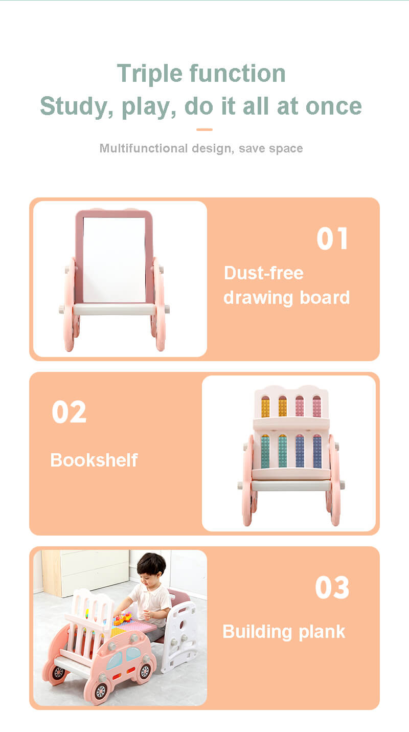 Drawing board with bookshelf