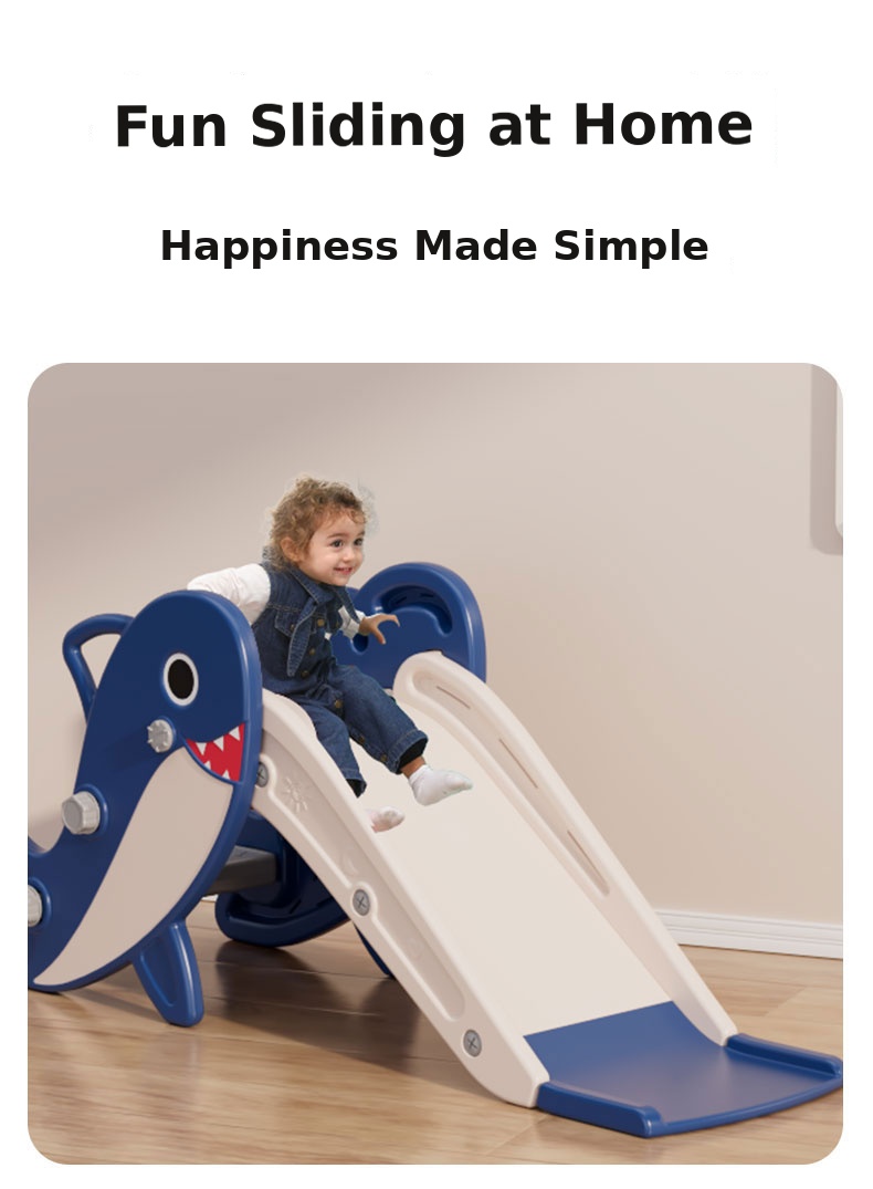 Folding Shark Kids Slide for Toddlers Indoor Baby Slide with 109cm Slide, Kids Playground Equipment for Home Kindergarten 10 shark slide detail