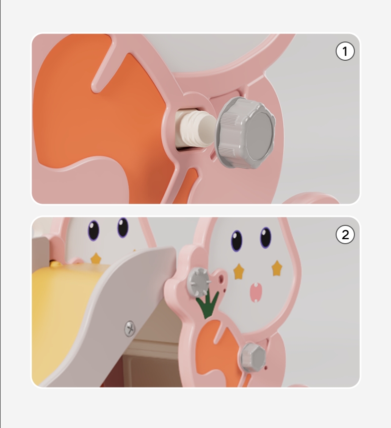 Rabbit Design Kids Slide for Toddlers Indoor Baby Slide with 142cm Extended Slide & Play Zone, Kids Playground Equipment for Home Kindergarten 12 rabbit slide detail