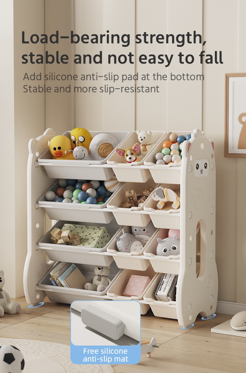 Cute Alpaca Shelf Storage Bookshelf for Kids - Cute Animal Toy Bookshelf with Anti-Fall Storage Box, Kids Furniture for Bedroom Nursery 12 alpaca kids shelf detail