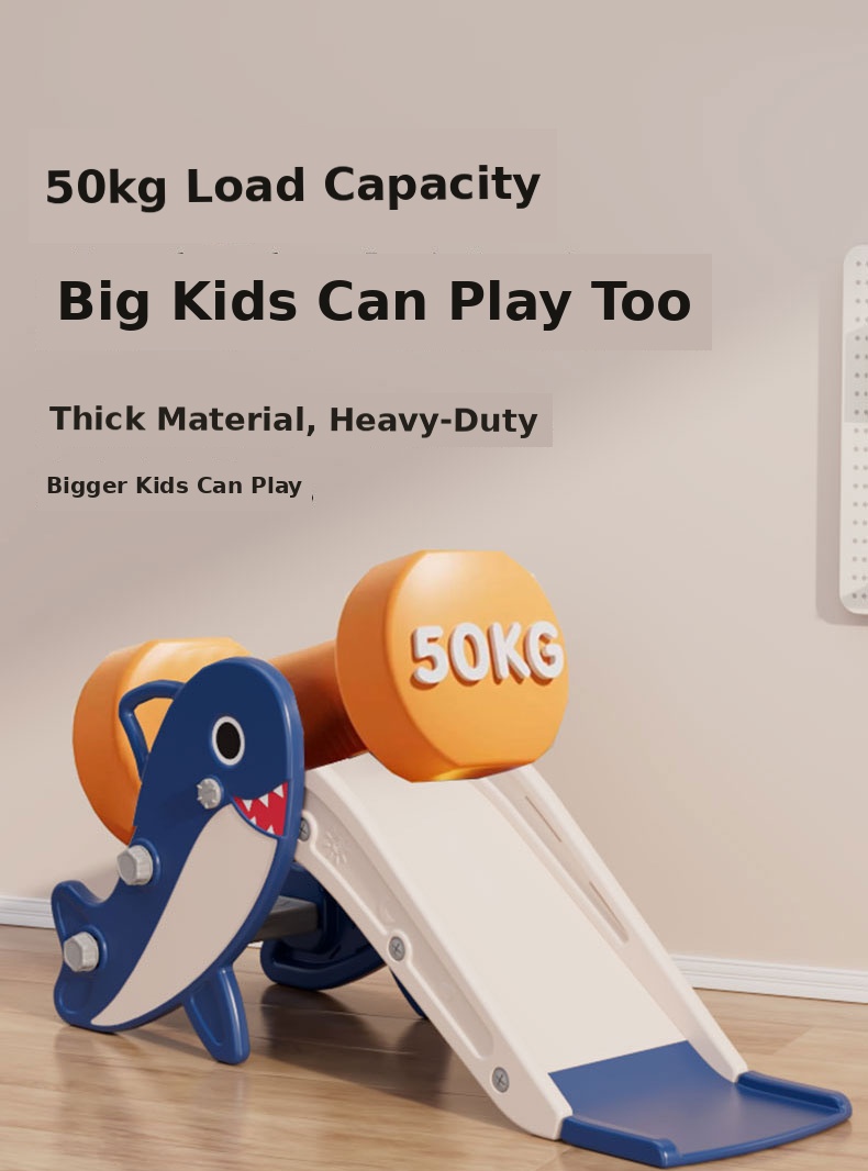Folding Shark Kids Slide for Toddlers Indoor Baby Slide with 109cm Slide, Kids Playground Equipment for Home Kindergarten 14 shark slide detail