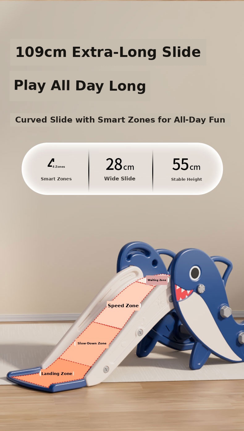 Folding Shark Kids Slide for Toddlers Indoor Baby Slide with 109cm Slide, Kids Playground Equipment for Home Kindergarten 17 shark slide detail