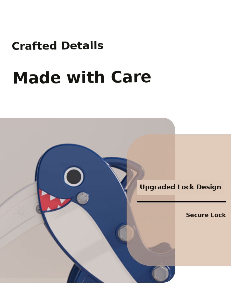 Folding Shark Kids Slide for Toddlers Indoor Baby Slide with 109cm Slide, Kids Playground Equipment for Home Kindergarten 24 shark slide detail