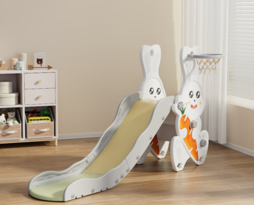 Rabbit Design Kids Slide for Toddlers Indoor Baby Slide with 142cm Extended Slide & Play Zone, Kids Playground Equipment for Home Kindergarten 3 Rabbit design kids slide