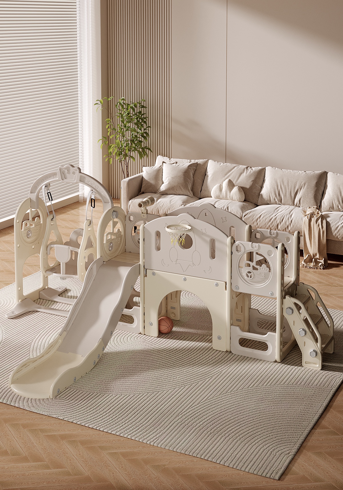 Ship design kids slide with playground
