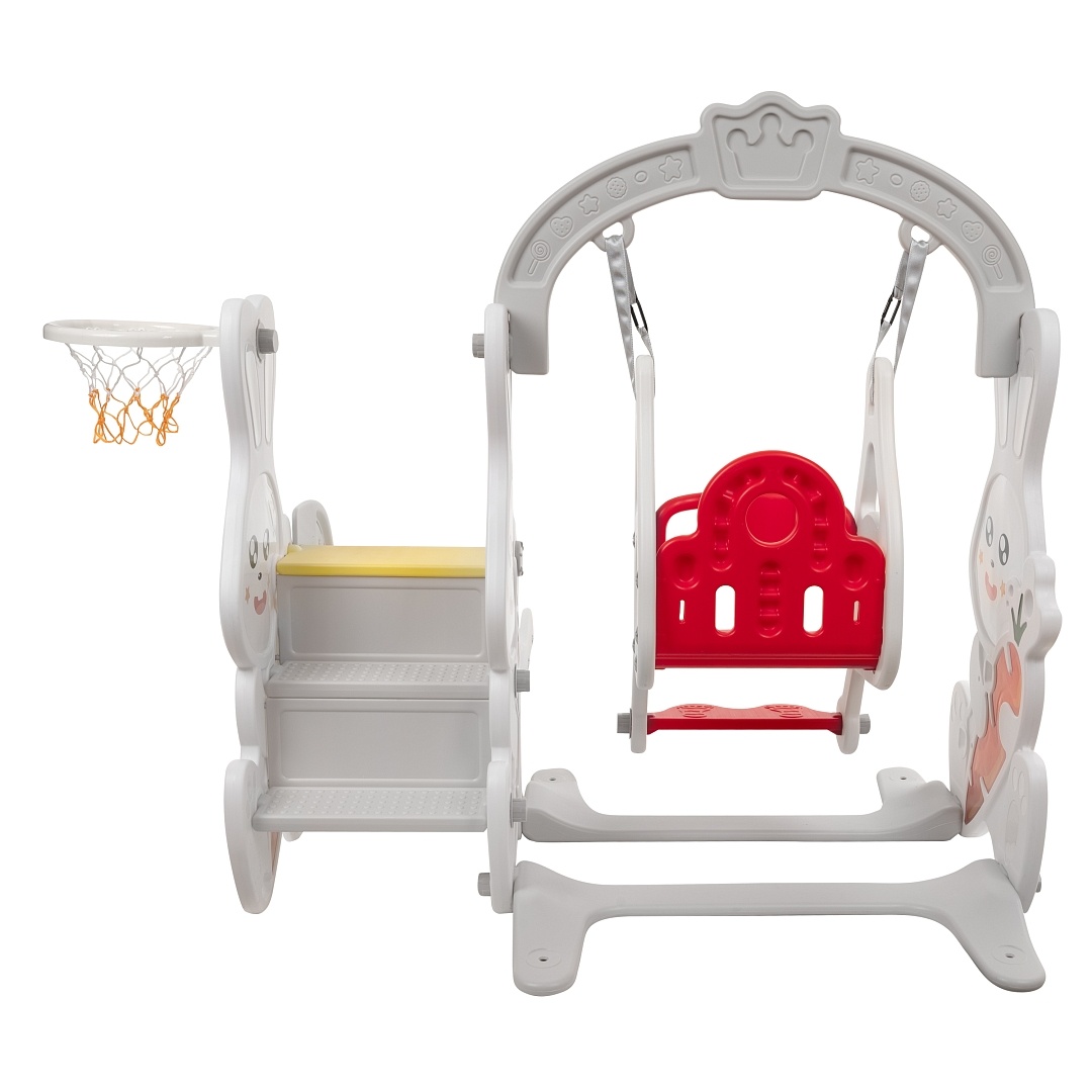 main_01 Rabbit design kids slide with swing for toddlers