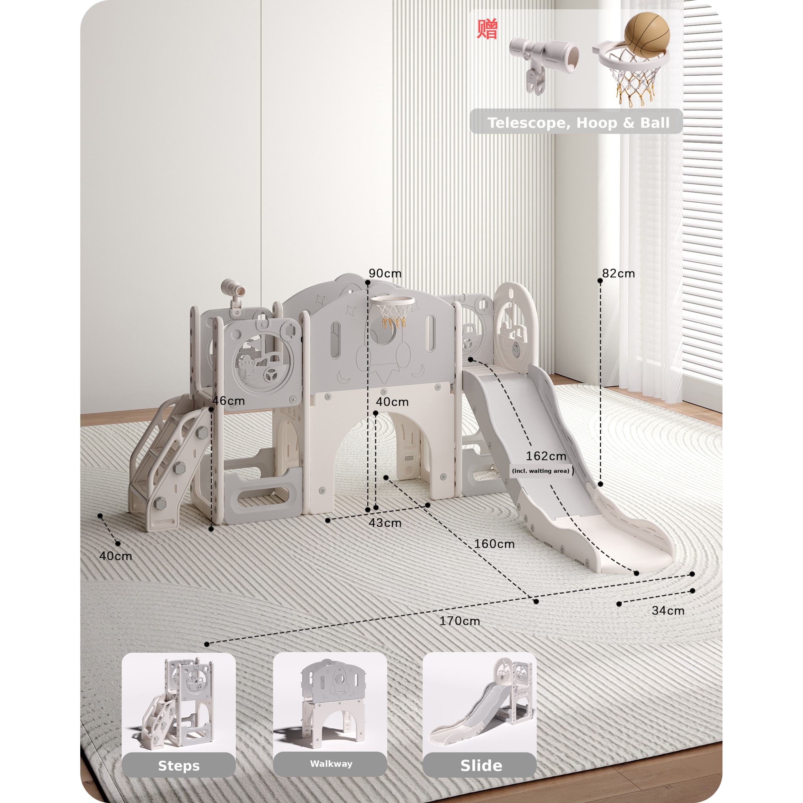 Ship design kids slide with playground
