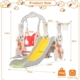 Rabbit Design Kids Slide with Swing 4-in-1 Slide & Swing Set for Toddlers, Foldable Kids Playground Equipment for Home Kindergarten 12 Rabbit design kids slide with swing for toddlers