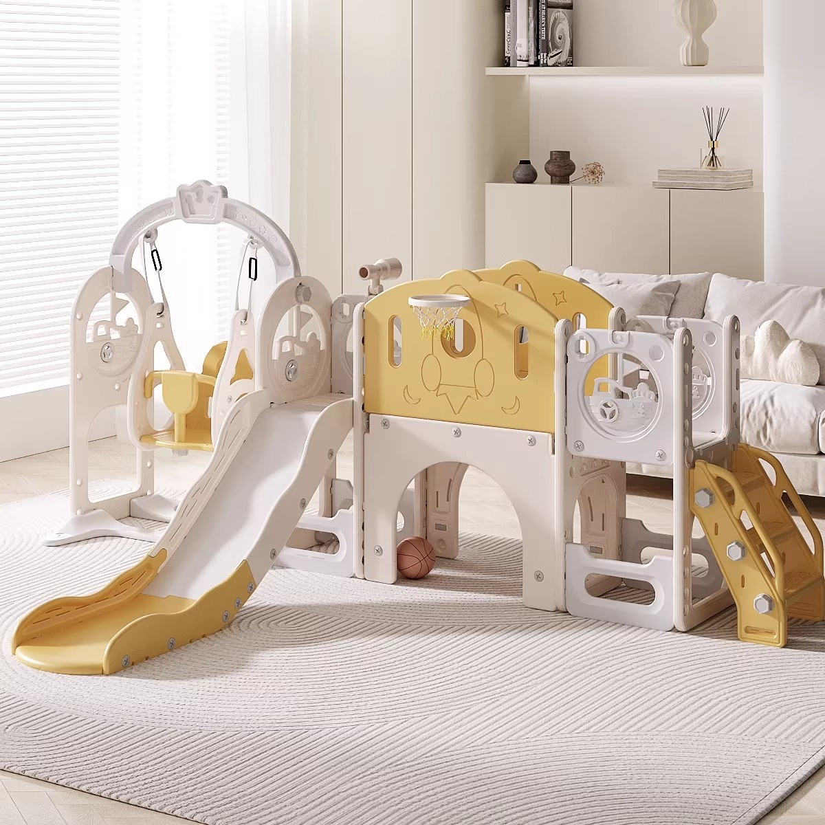 Ship design kids slide with playground