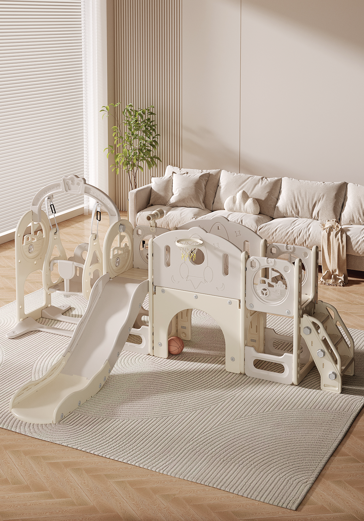 Ship design kids slide with playground