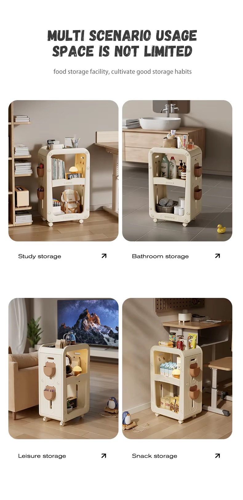 kids rolling storage cart detail