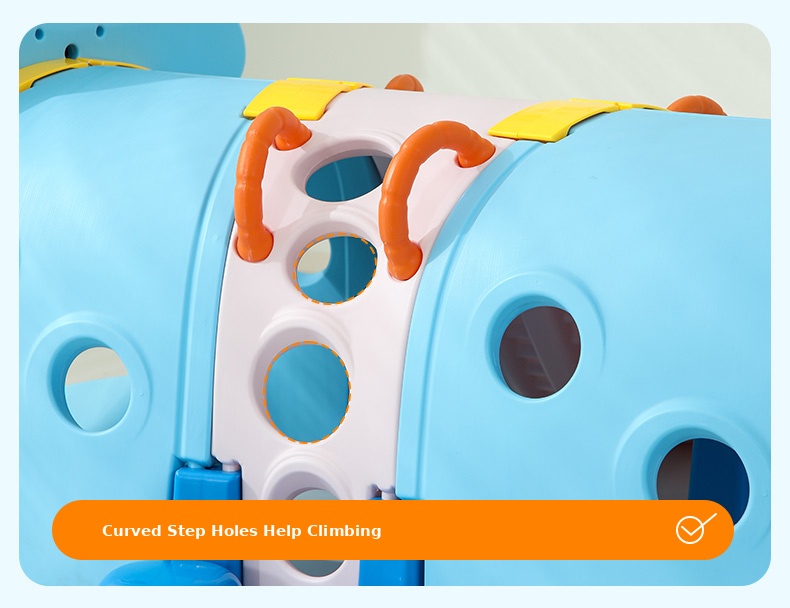 Animal Design Kids Crawl Tunnel Playhouse - Indoor Climb & Crawl Play Set with Mini Slide, Curved Step Holes & Safety Handrails for Toddlers 10 Kids animal crawl tunnel playhouse detail 3