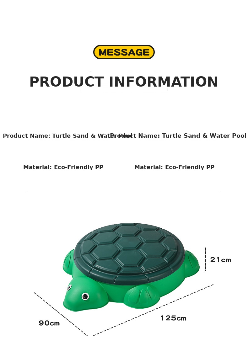 Turtle kids sand and water play pool detail 3