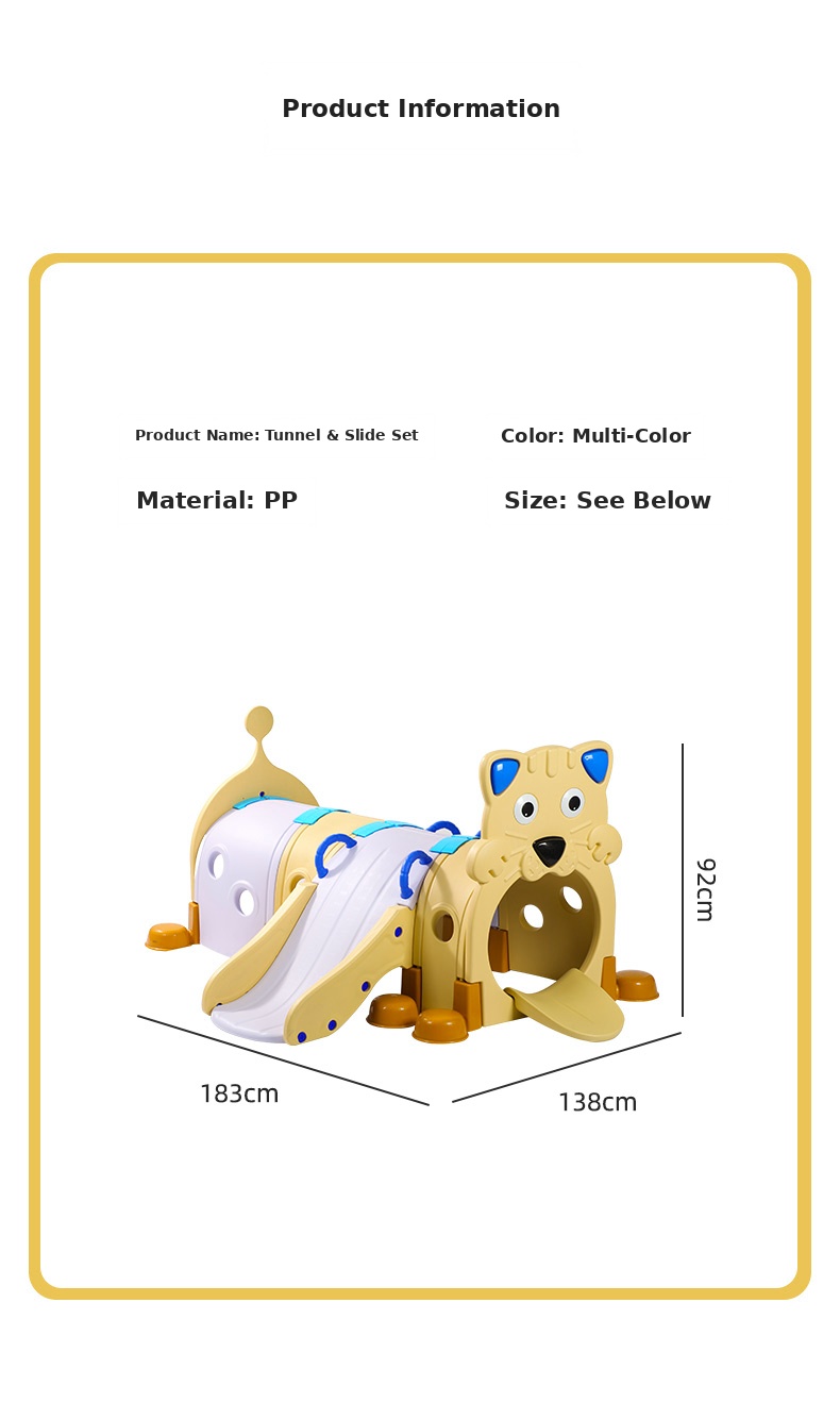 Animal design kids crawl tunnel with slide detail 9