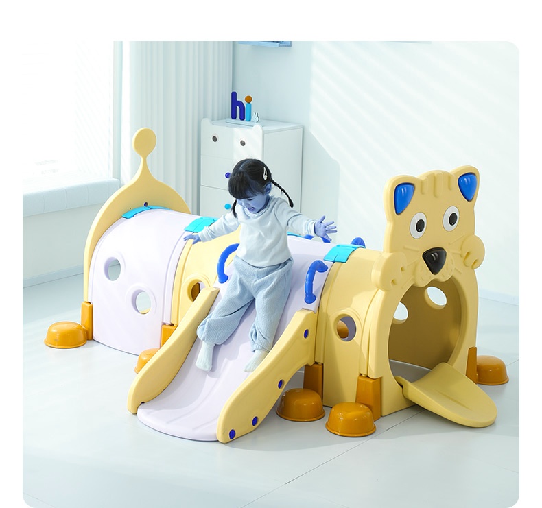 Animal design kids crawl tunnel with slide detail 10