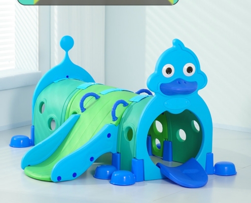 Animal design kids crawl tunnel with slide main image 1