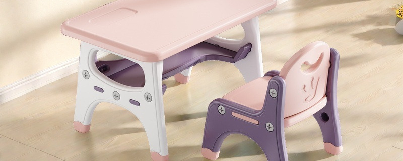 Kids Activity Table and Chair Set with Storage Shelf - Plastic Toddler Table & Chair Set with Pen Slot & Cup Holder UN-TC03 1 kids plastic activity table and chair set with storage shelf