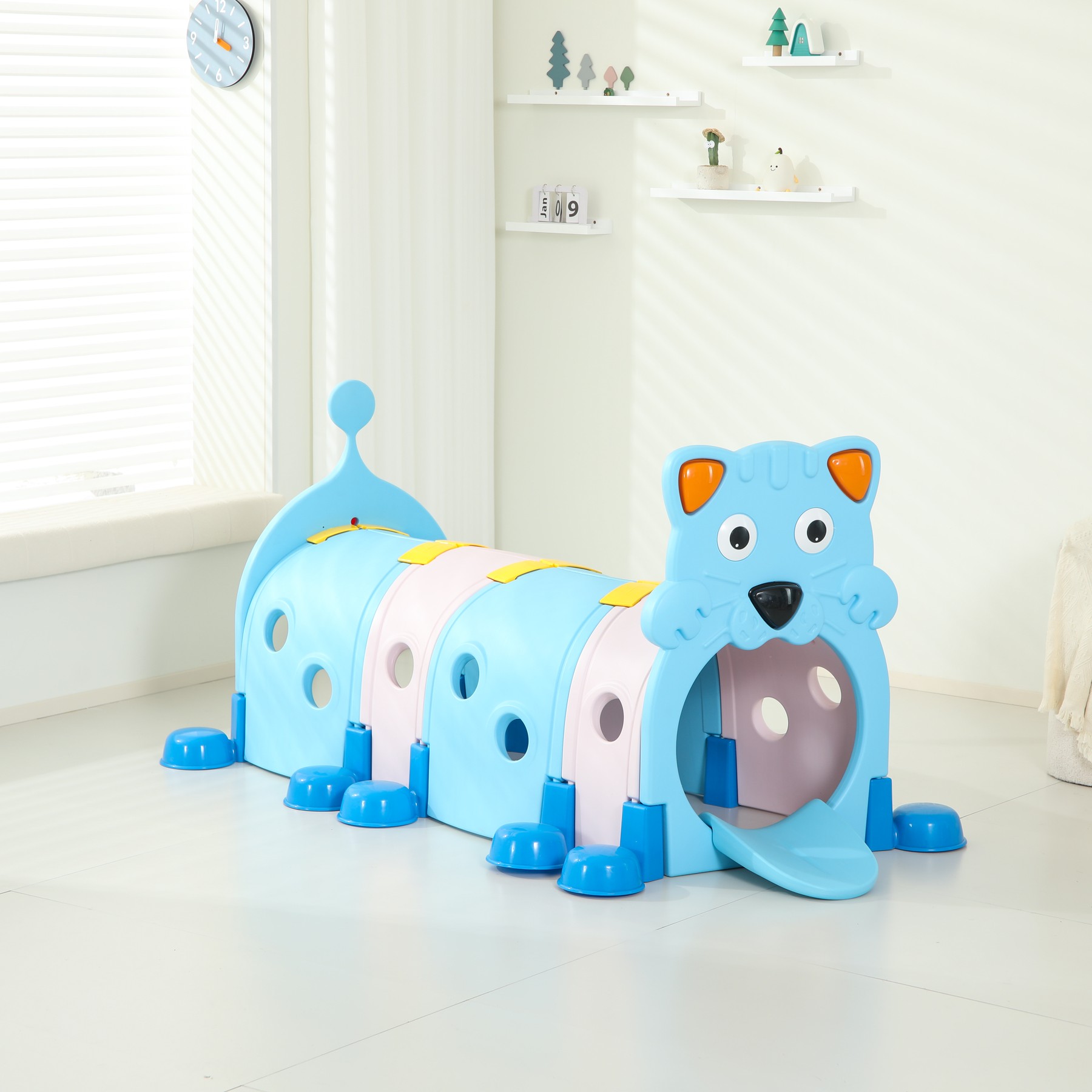 main_03 Animal design kids crawl tunnel playhouse with slide for toddlers
