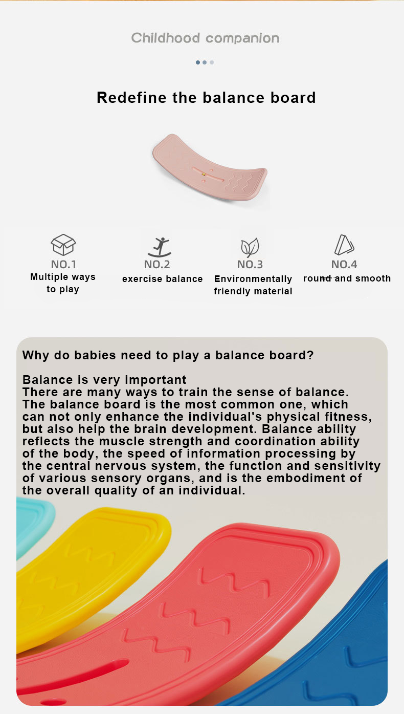 Kids Balance Board Wobble Board for Toddlers – Curved HDPE Balance Training Board with Anti-Slip Strip & 2 Elastic Balls 9 kids balance board wobble board for toddlers HDPE balance training