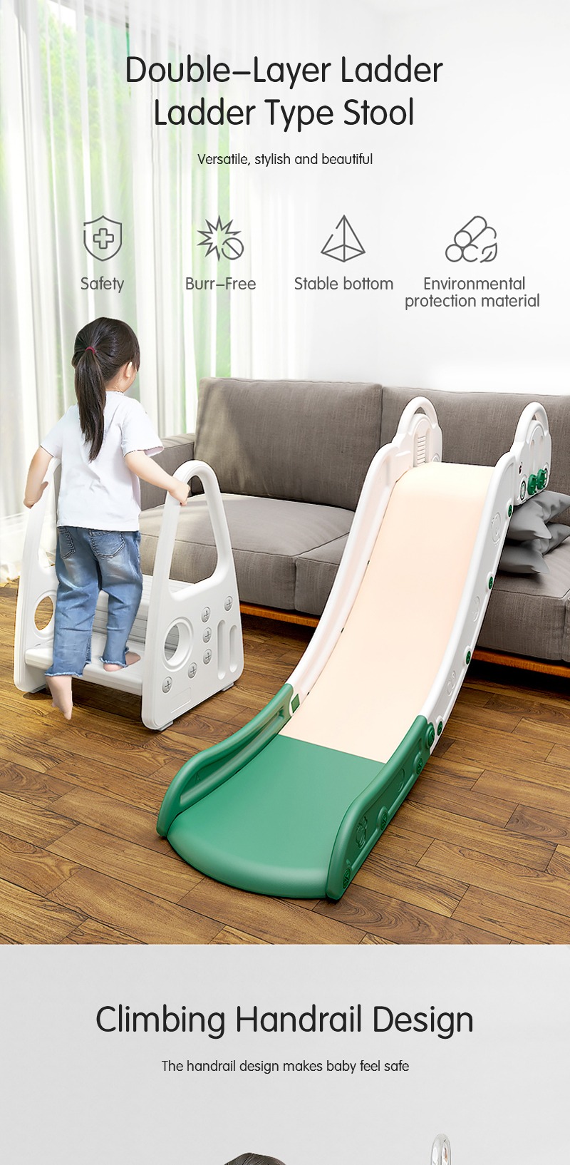 Kids Learning Tower Step Stool for Toddlers, Double-Layer Ladder Toddler Standing Tower with Safety Handrail 8 kids learning tower step stool for toddlers detail