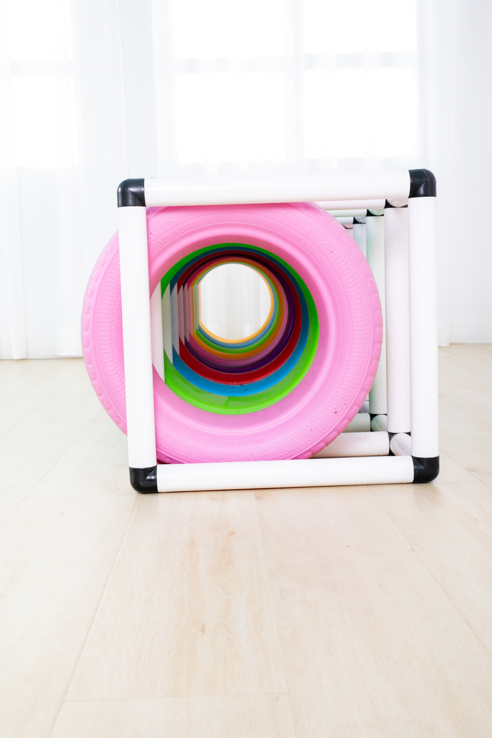 Colorful Kids Tire Tunnel Play Set for Sensory Training, Stackable Modular Crawl Tunnel and Balance Toys 8 kids tire tunnel play set for sensory training detail