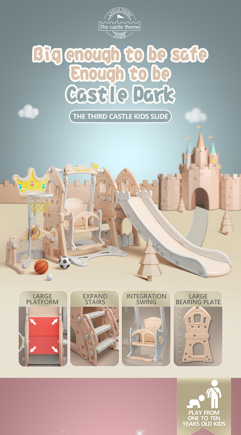 detail_02 Castle 5-in-1 Kids Slide and Swing Set detail 2