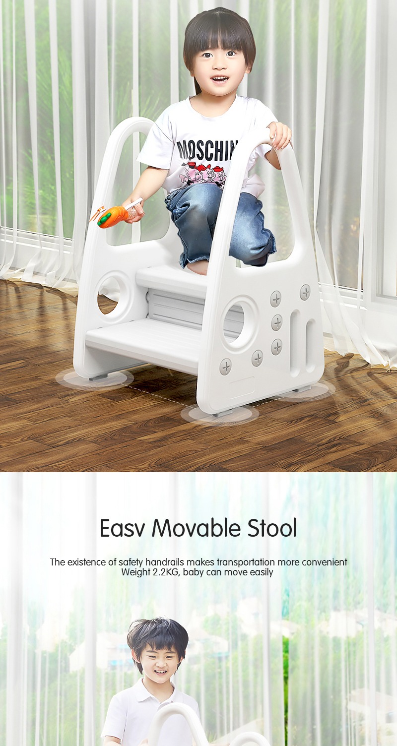 Kids Learning Tower Step Stool for Toddlers, Double-Layer Ladder Toddler Standing Tower with Safety Handrail 11 kids learning tower step stool for toddlers detail